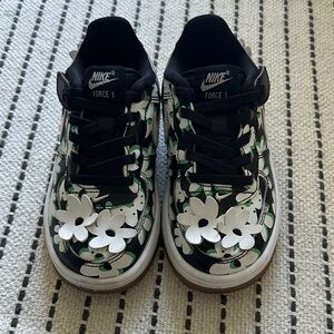 Nike Kids Black and White Floral Sneakers